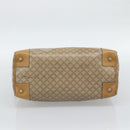 CELINE Macadam Hand Bag PVC Leather Beige Gold Tone Auth gh2301-9
