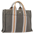 HERMES Fourre Tout PM Hand Bag Canvas Gray Silver Auth gh2302-1