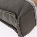 HERMES Fourre Tout PM Hand Bag Canvas Gray Silver Auth gh2302-15