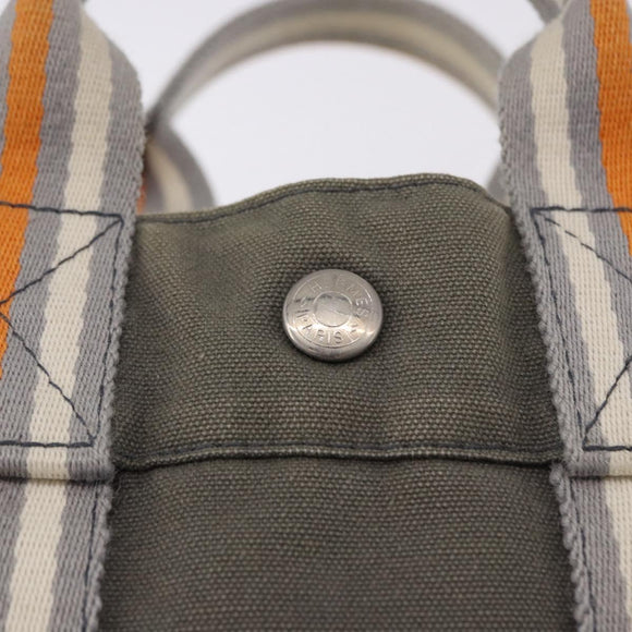 HERMES Fourre Tout PM Hand Bag Canvas Gray Silver Auth gh2302