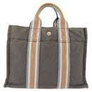 HERMES Fourre Tout PM Hand Bag Canvas Gray Silver Auth gh2302-2