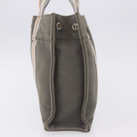 HERMES Fourre Tout PM Hand Bag Canvas Gray Silver Auth gh2302