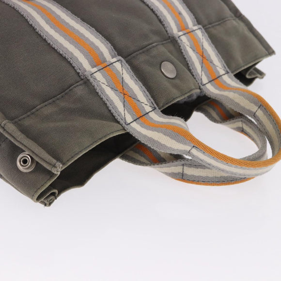 HERMES Fourre Tout PM Hand Bag Canvas Gray Silver Auth gh2302