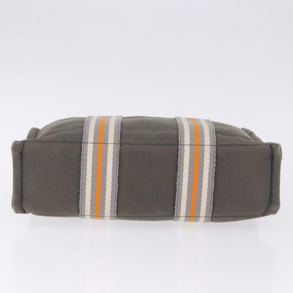 HERMES Fourre Tout PM Hand Bag Canvas Gray Silver Auth gh2302