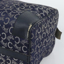 CELINE C Sulky Hand Bag Canvas Navy Gold Tone Auth gh2303-9