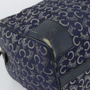 CELINE C Sulky Hand Bag Canvas Navy Gold Tone Auth gh2303-14