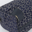 CELINE C Sulky Hand Bag Canvas Navy Gold Tone Auth gh2303-16