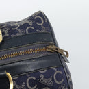 CELINE C Sulky Hand Bag Canvas Navy Gold Tone Auth gh2303-10
