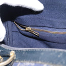 CELINE C Sulky Hand Bag Canvas Navy Gold Tone Auth gh2303-19