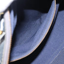 CELINE C Sulky Hand Bag Canvas Navy Gold Tone Auth gh2303-12