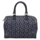 CELINE C Sulky Hand Bag Canvas Navy Gold Tone Auth gh2303-2
