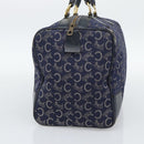 CELINE C Sulky Hand Bag Canvas Navy Gold Tone Auth gh2303-3