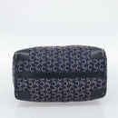 CELINE C Sulky Hand Bag Canvas Navy Gold Tone Auth gh2303-5
