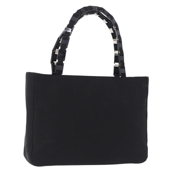 Salvatore Ferragamo Vala Hand Bag Canvas Black Silver Auth gh2305