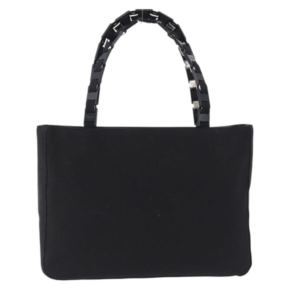 Salvatore Ferragamo Vala Hand Bag Canvas Black Silver Auth gh2305