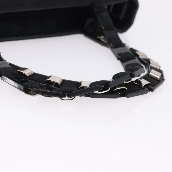 Salvatore Ferragamo Vala Hand Bag Canvas Black Silver Auth gh2305