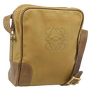 LOEWE Shoulder Bag Leather Beige Gold Tone Auth gh2307-1
