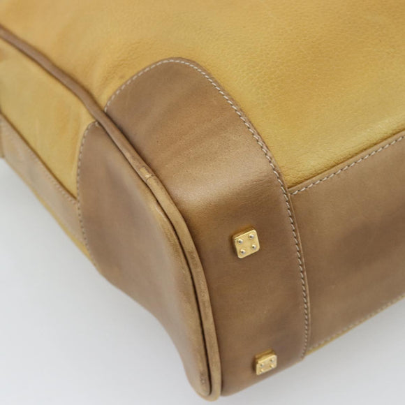 LOEWE Shoulder Bag Leather Beige Gold Tone Auth gh2307