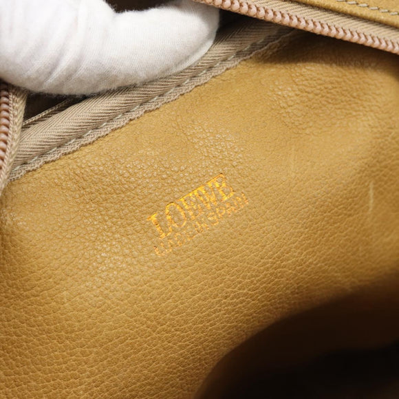 LOEWE Shoulder Bag Leather Beige Gold Tone Auth gh2307