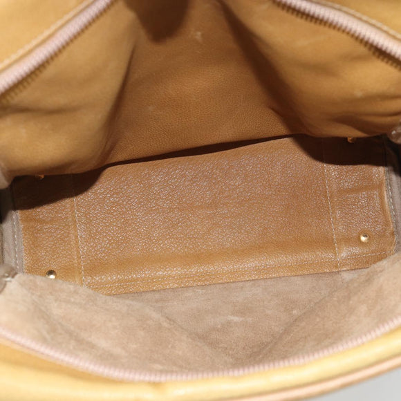 LOEWE Shoulder Bag Leather Beige Gold Tone Auth gh2307