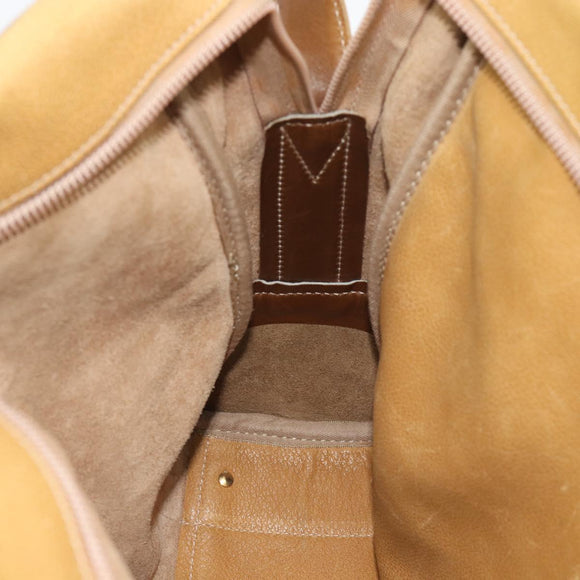 LOEWE Shoulder Bag Leather Beige Gold Tone Auth gh2307