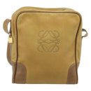 LOEWE Shoulder Bag Leather Beige Gold Tone Auth gh2307-13