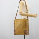 LOEWE Shoulder Bag Leather Beige Gold Tone Auth gh2307-21
