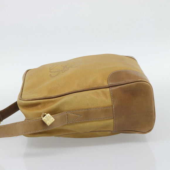 LOEWE Shoulder Bag Leather Beige Gold Tone Auth gh2307