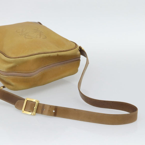 LOEWE Shoulder Bag Leather Beige Gold Tone Auth gh2307