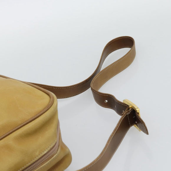 LOEWE Shoulder Bag Leather Beige Gold Tone Auth gh2307