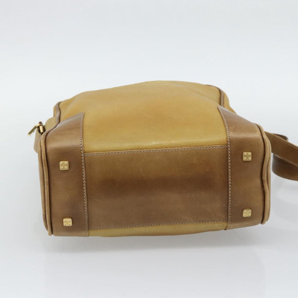 LOEWE Shoulder Bag Leather Beige Gold Tone Auth gh2307