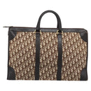 Christian Dior Trotter Canvas Boston Bag Beige Gold Tone Auth gh2311-2