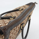 Christian Dior Trotter Canvas Boston Bag Beige Gold Tone Auth gh2311-6