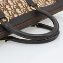 Christian Dior Trotter Canvas Boston Bag Beige Gold Tone Auth gh2311-7