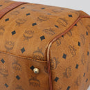 MCM Vicetos Boston Bag PVC Leather Brown Gold Tone Auth gh2312-10