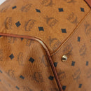 MCM Vicetos Boston Bag PVC Leather Brown Gold Tone Auth gh2312-11