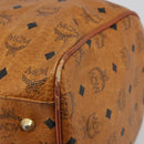 MCM Vicetos Boston Bag PVC Leather Brown Gold Tone Auth gh2312-12