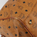 MCM Vicetos Boston Bag PVC Leather Brown Gold Tone Auth gh2312-13