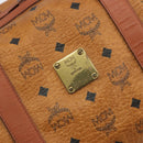 MCM Vicetos Boston Bag PVC Leather Brown Gold Tone Auth gh2312-14