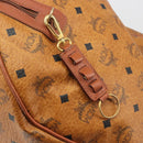 MCM Vicetos Boston Bag PVC Leather Brown Gold Tone Auth gh2312-15