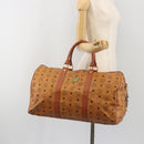 MCM Vicetos Boston Bag PVC Leather Brown Gold Tone Auth gh2312-22