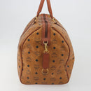 MCM Vicetos Boston Bag PVC Leather Brown Gold Tone Auth gh2312-4