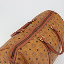 MCM Vicetos Boston Bag PVC Leather Brown Gold Tone Auth gh2312-6