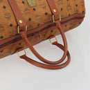 MCM Vicetos Boston Bag PVC Leather Brown Gold Tone Auth gh2312-7
