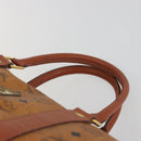 MCM Vicetos Boston Bag PVC Leather Brown Gold Tone Auth gh2312-8