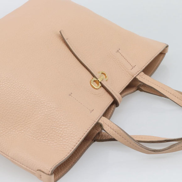 Salvatore Ferragamo Gancini Tote Bag Leather Pink Gold Tone Auth gh2313