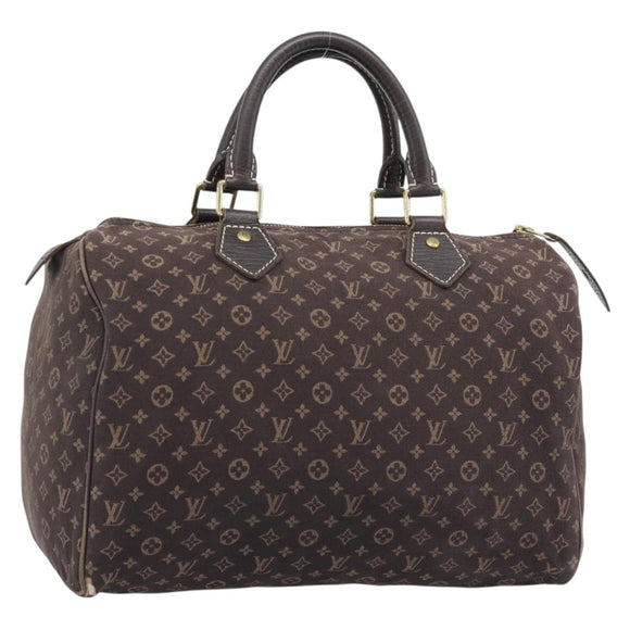 LOUIS VUITTON Monogram Mini Lin Speedy 30 Bag Brown Ebene M95224 LV Auth gh2314