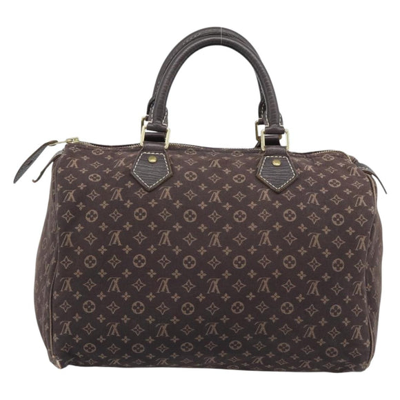 LOUIS VUITTON Monogram Mini Lin Speedy 30 Bag Brown Ebene M95224 LV Auth gh2314