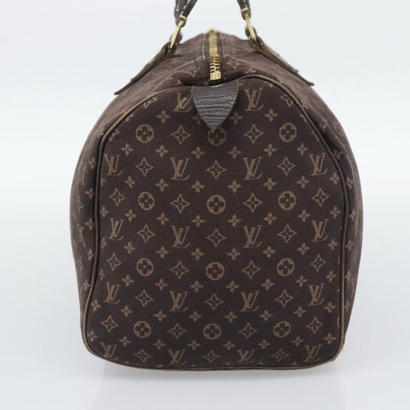 LOUIS VUITTON Monogram Mini Lin Speedy 30 Bag Brown Ebene M95224 LV Auth gh2314