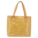 LOUIS VUITTON Monogram Vernis Houston Hand Bag Beige M91004 LV Auth gh2315-13